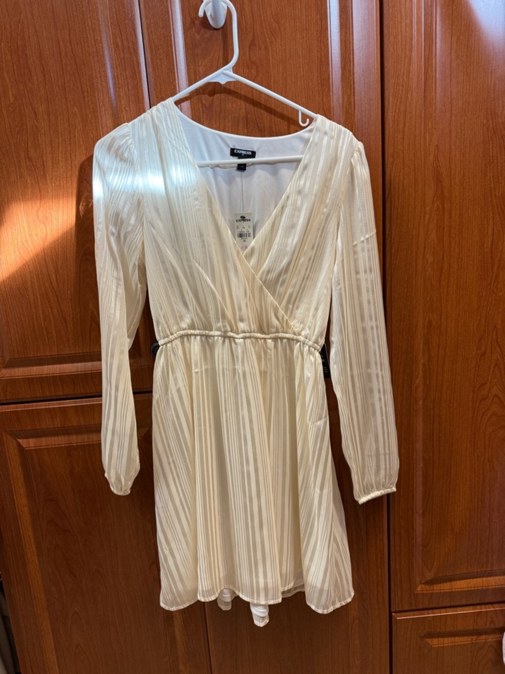 Express Cream Long-Sleeve Mini Dress